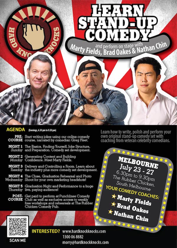 Learn stand-up comedy in Melbourne this July with Marty Fields