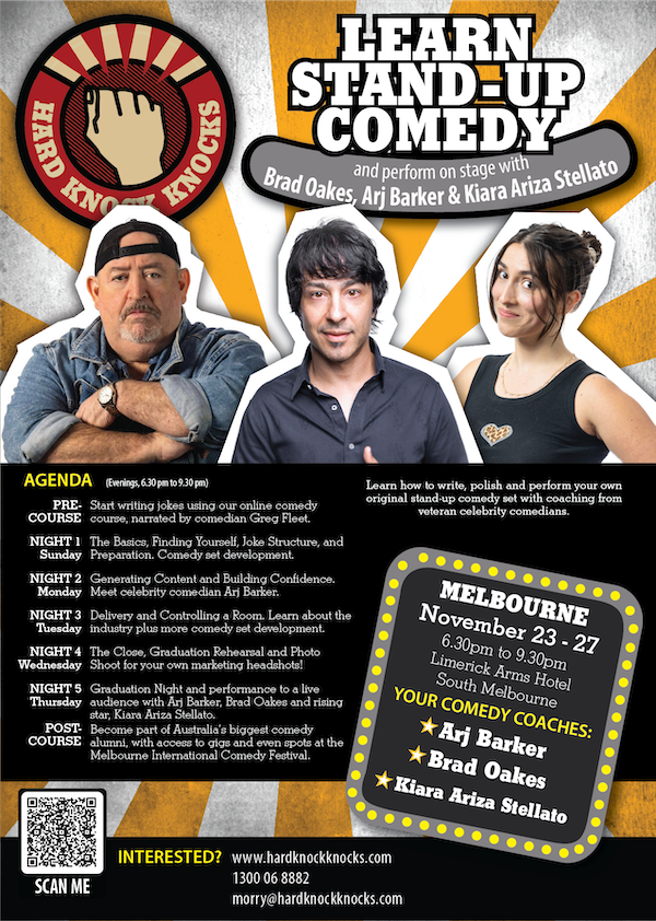 Learn stand-up comedy in Melbourne this November with Arj Barker