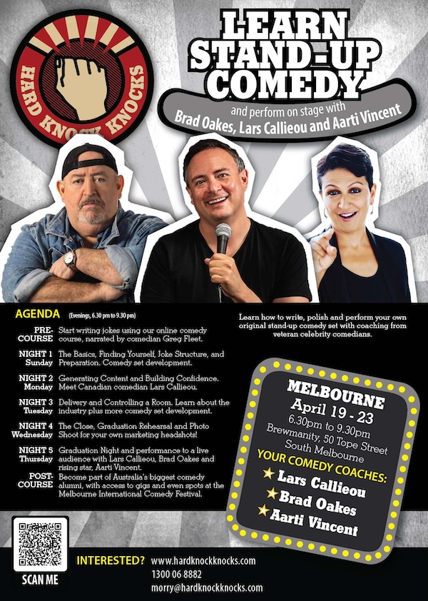 Learn stand-up comedy in Melbourne this April 2026 with Canadian Lars Callieou