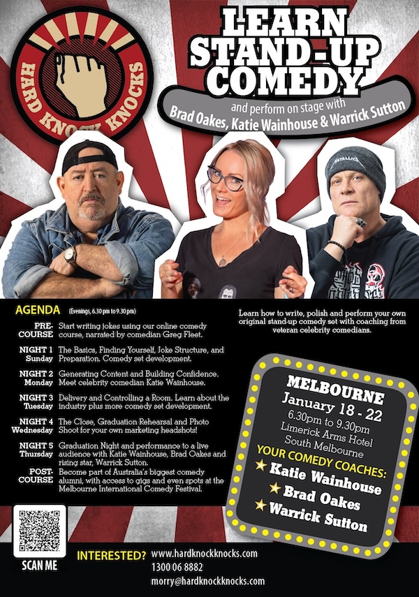 Learn stand-up comedy in Melbourne this January 2026