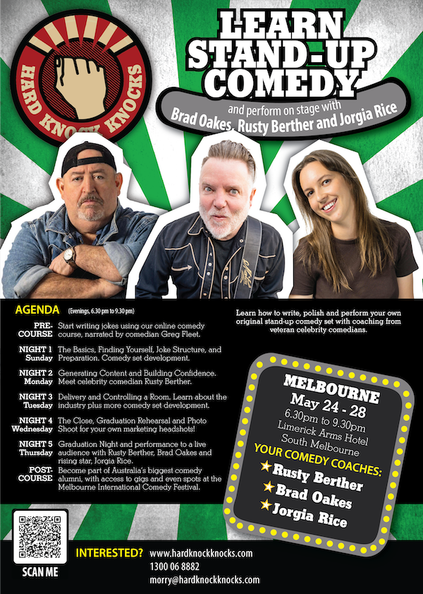 Learn stand-up comedy in Melbourne this May 2026 with Rusty Berther