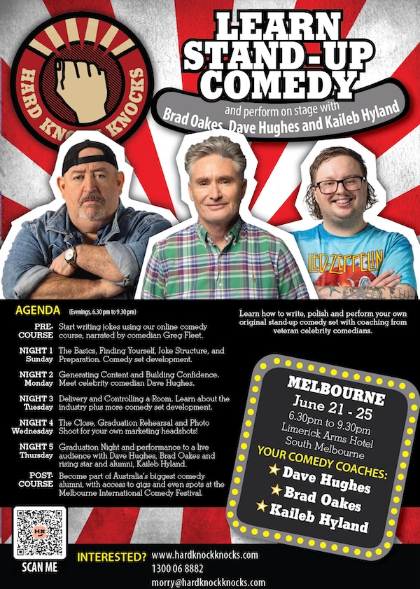 Learn stand-up comedy in Melbourne this July with Dave Hughes