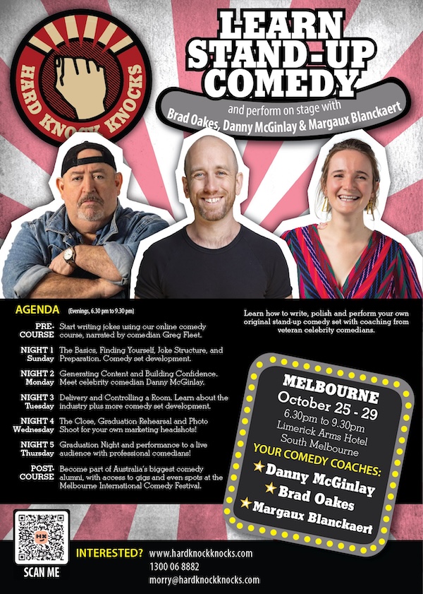 Learn stand-up comedy in Melbourne this October with Danny McGinlay
